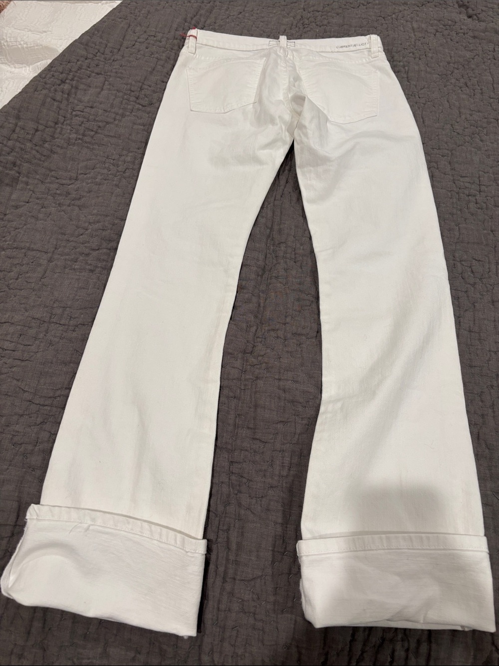 Current/Elliott Crisp White Wide-Leg Flare Jeans